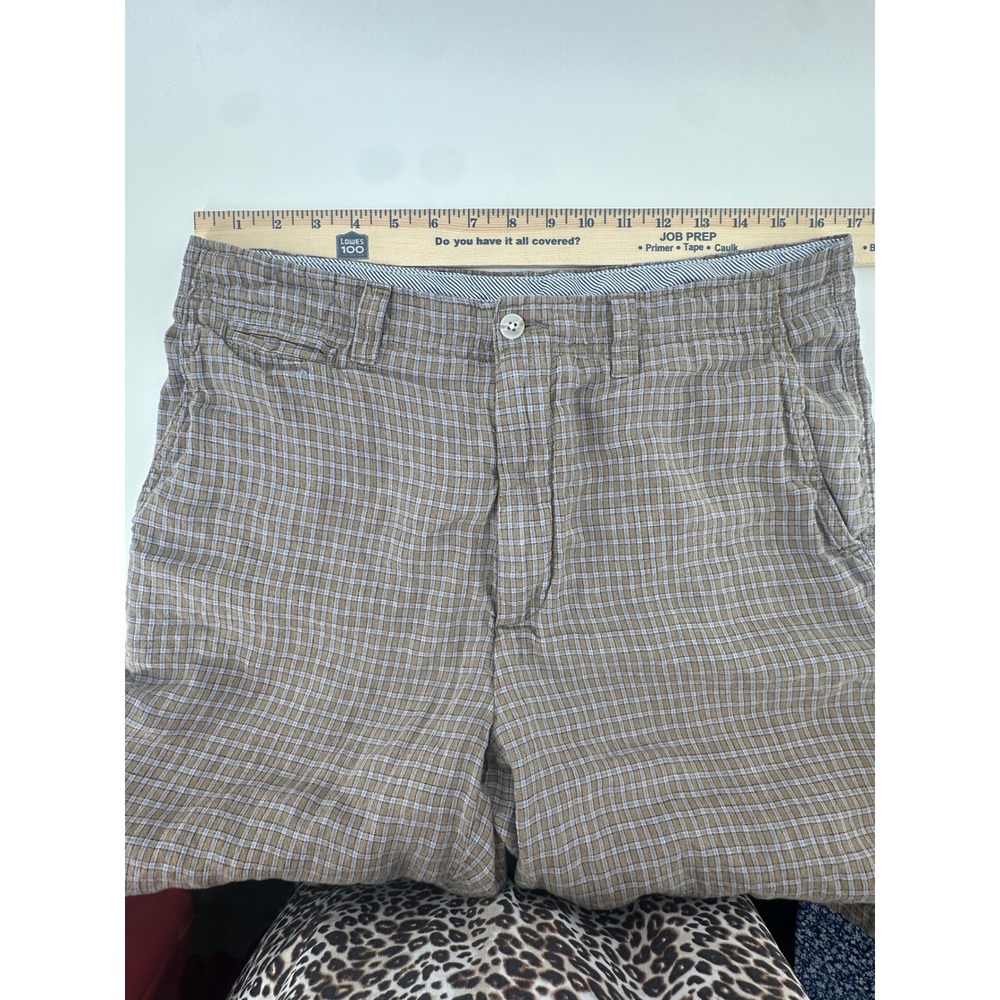 Cremieux Nantucket Mens 34 Plaid 100% Linen Shorts Flat Front Casual Preppy‎ - Picture 4 of 15